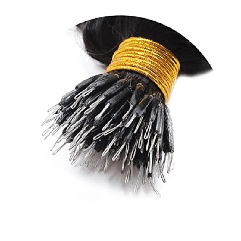 Extensii de păr uman Afro Kinky Curly Nano Ring, păr Remy mongol, Microlinks, nano-bile, inel, 100g_voghion.com