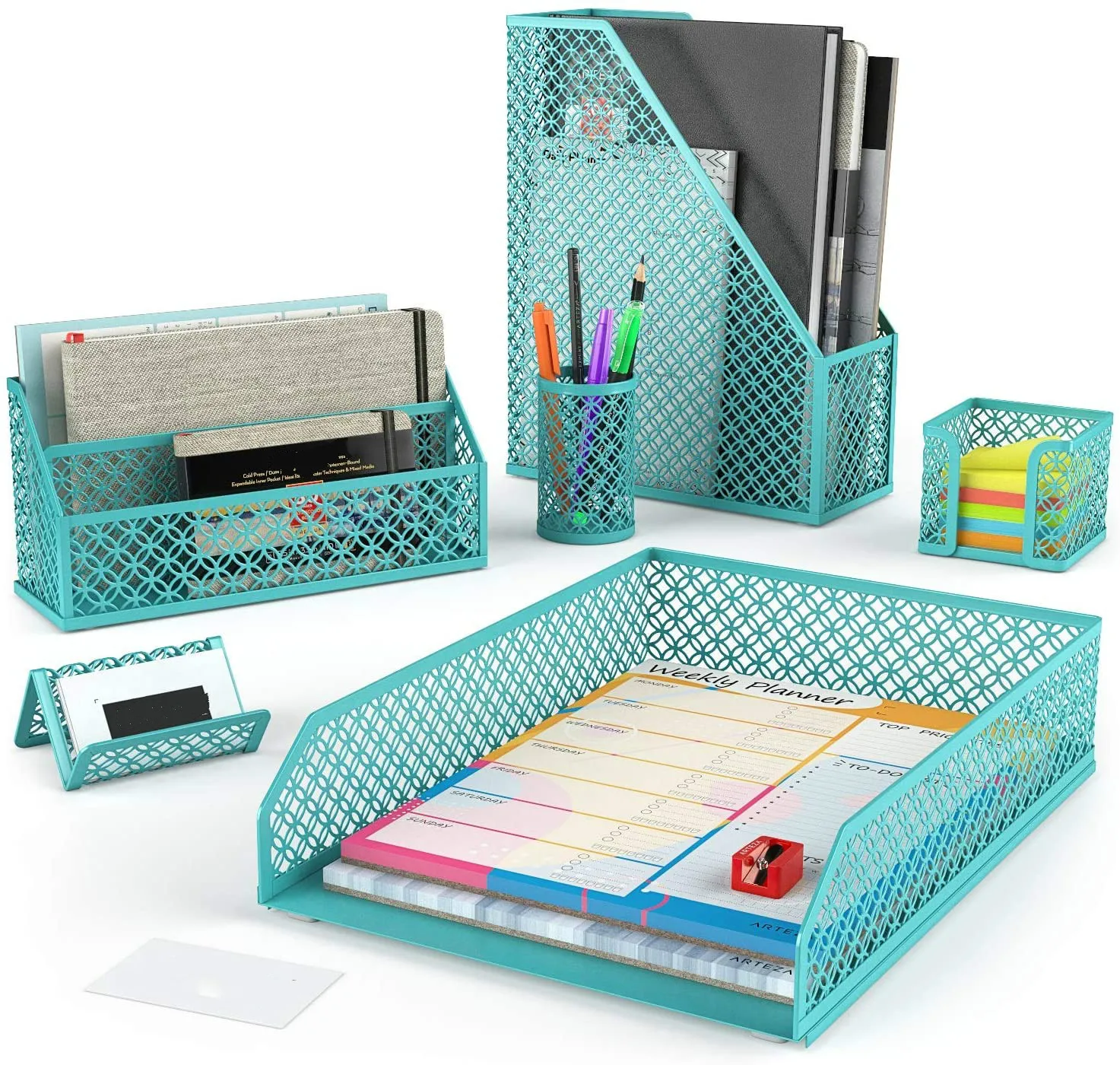 Home Office Supplies Stationery Accessories Punched Metal Colorful Pink Cute  Desk Organizer Set For Women - Buy Desk Organizer Set,Metal Desk Organizer  Set,Office Desk Organizer Set Product on 