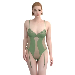 2026 Mature Style Sexy Transparent Lingerie Set Bodysuit Shaper Machine Embroidery Thin Thickness Stockings Lingerie Lace