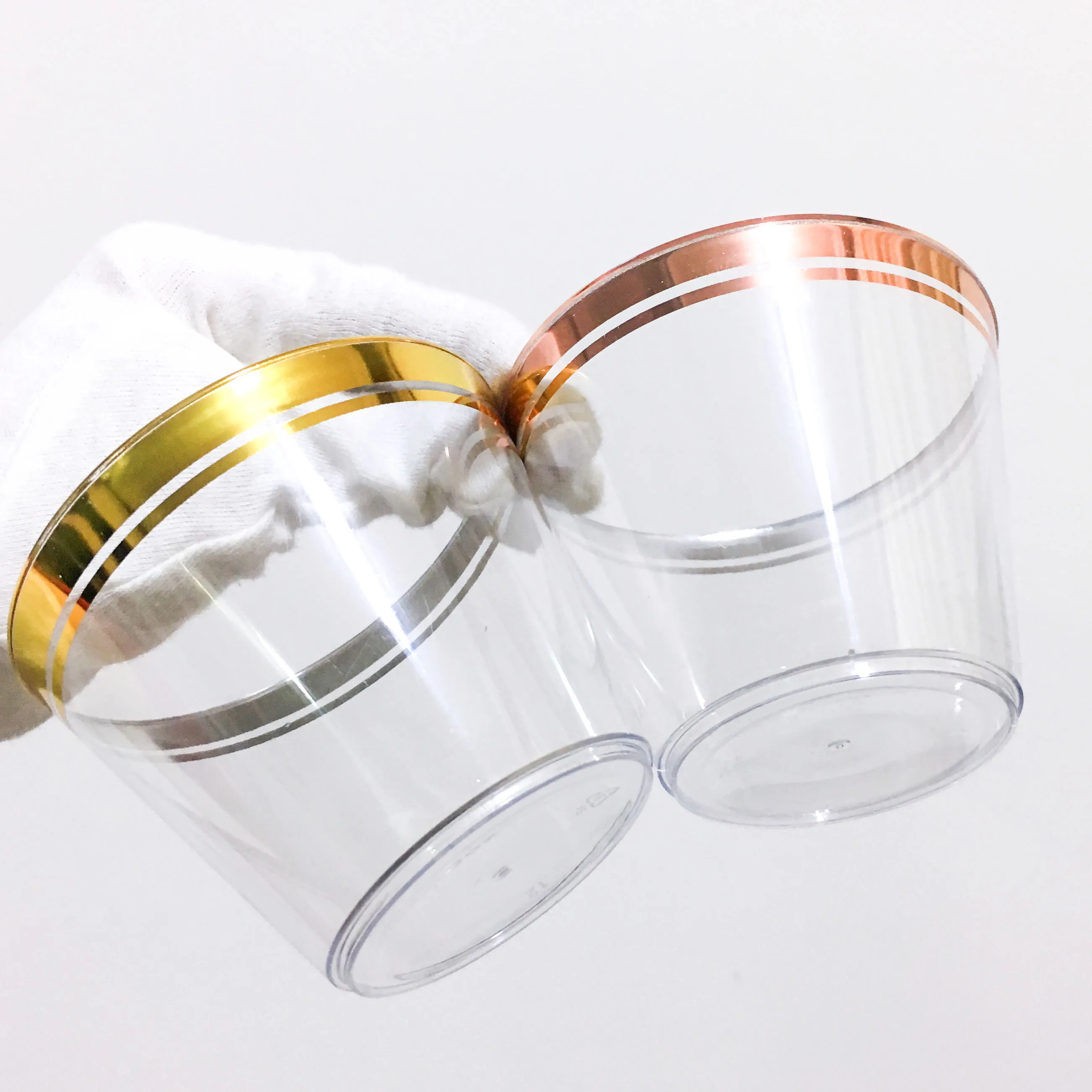 Amazon 100 9 унций свадебные тумбы с двойным золотым ободом стаканы для вина и шампанского одноразовые пластиковые чашки