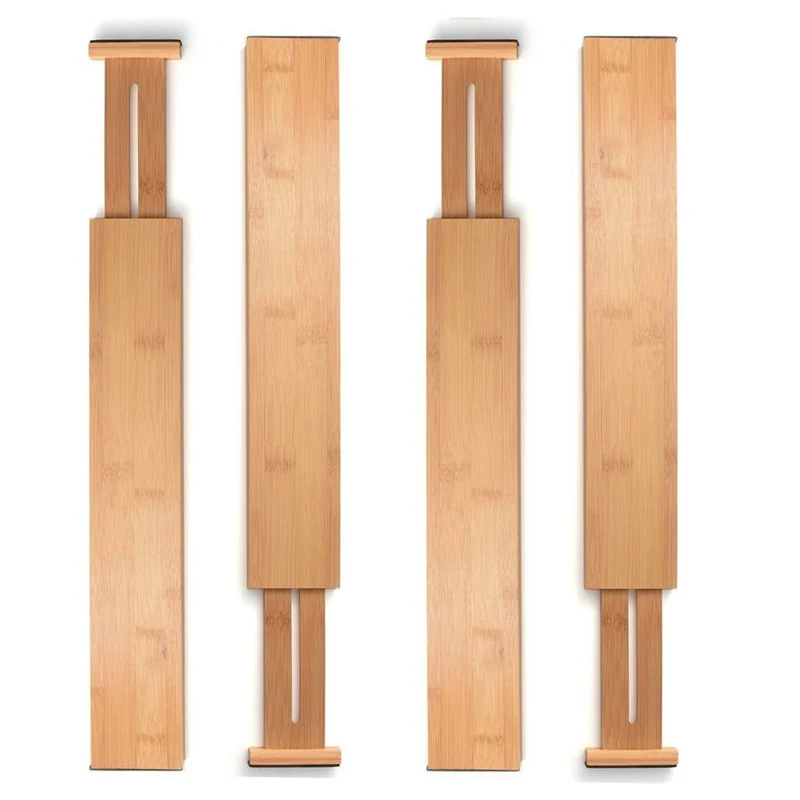 Расширяемая Бамбука разделитель кухня организовать с пружинным регулируется (набор из 4 шт.)