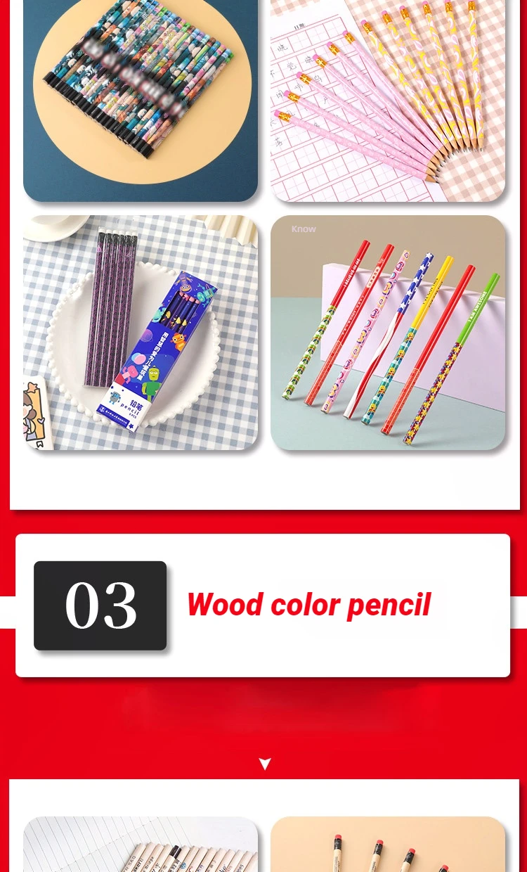 Promotion business office gift custom logo printed custom hb pencils with eraser green pencils pencil pink