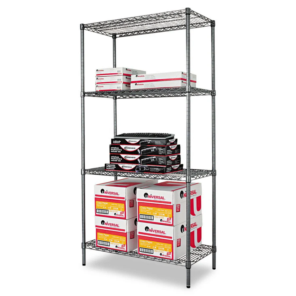 4 Tire Storage Metal Wire Shelving 250kg Per Shelf Capacity Commercial Heavy Duty Wire Rack Shelf Organization OEM&ODM Black