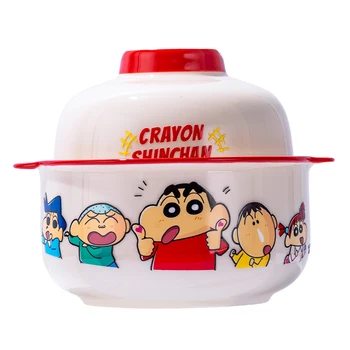 Sustainable Ceramic Instant Noodle Bowl with Cartoon Lid Cartoon Dinnerware Set for Dinners