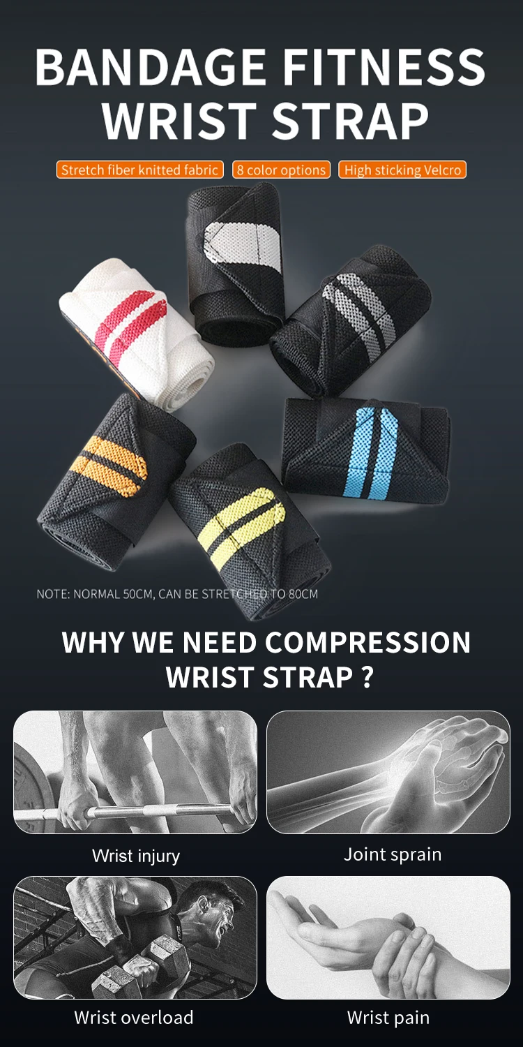 Custom Weight Lifting Wristband Elastic Wrist Wraps Bandage Fitness