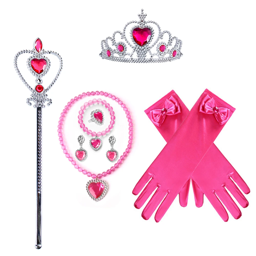 NINGESHOP 10pcs Princesse Dress Up Accessoires Filles Diadème pour Costume d 'Elsa Tresse Bracelet Diadème Boucle d'oreille Bague Baguette Magique pour Cosplay Noël Carnaval Fête d'anniversaire