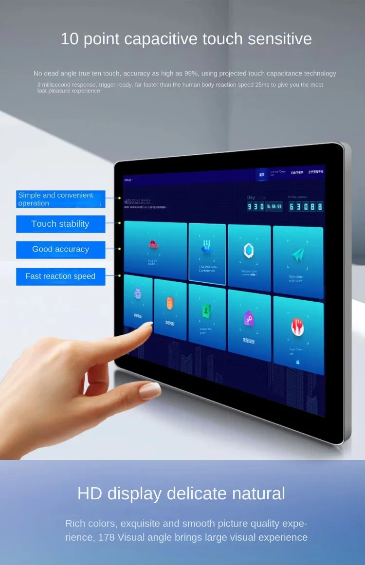 10"-23" Outdoor Sunlight-Readable Industrial Android All-in-One Panel PC Fanless TFT-LCD Touch Screen IP65 Waterproof Computer