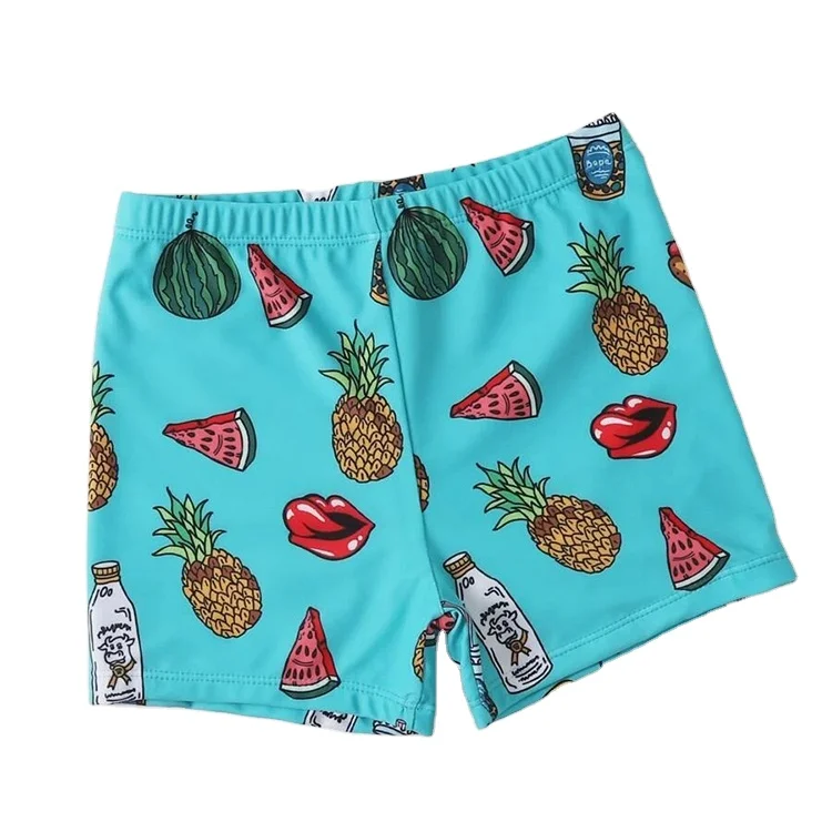 Printing Fruit And Vegetable Swim Trunk 130-160cm High Stretch Boho Hawaiian Swimmers Swimming Shorts Boys