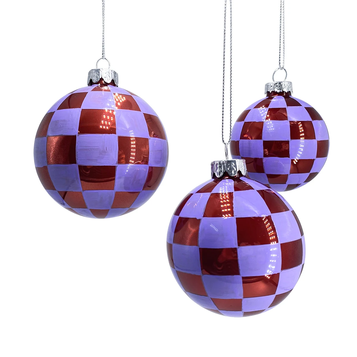 8cm checkered glass ball Xmas ornaments christmas baubles ball ornament decorative Glass Balls Christmas Tree Ornaments for sale details