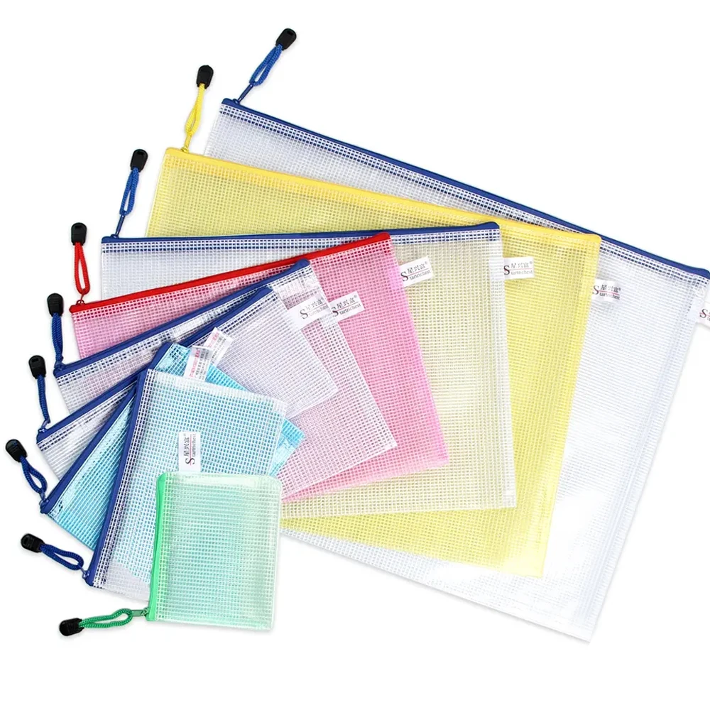 Lot De 12 Pochettes à Fermeture éclair Transparentes | Imperméables PVC | Pour Documents, Reçus, Voyages | 6 Couleurs - 3