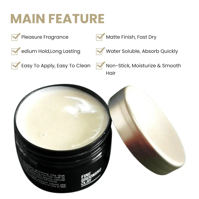 Private Label Factory Borong Fesyen Penggayaan Kuat Hold Edge Control Gel Pomade Matte Hair Wax Clay untuk Lelaki