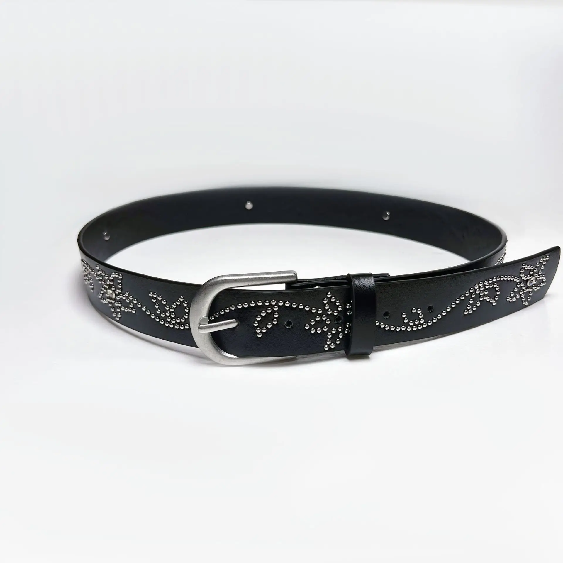 2026 New Women's PU Y2K Style Rhinestone Belt With Alloy Buckle Fashionable Belt, Suitable For Jeans And Skirts_voghion.com