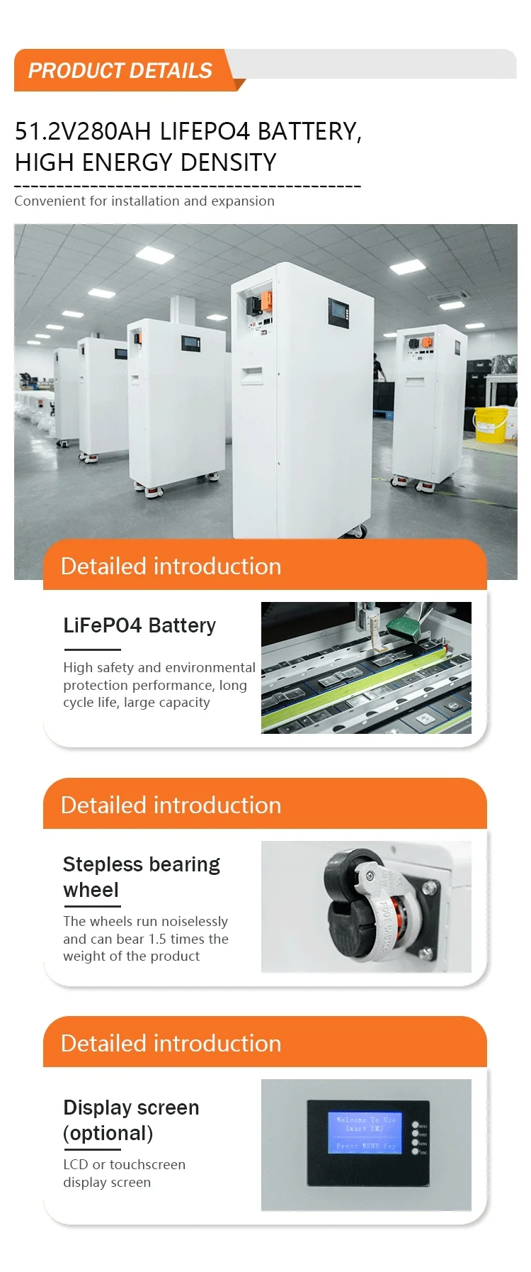 product 15kwh low voltage ess battery 48v 280ah 314ah lifepo4 floor standing design ce  un383 parallel  deye inverter supported-2