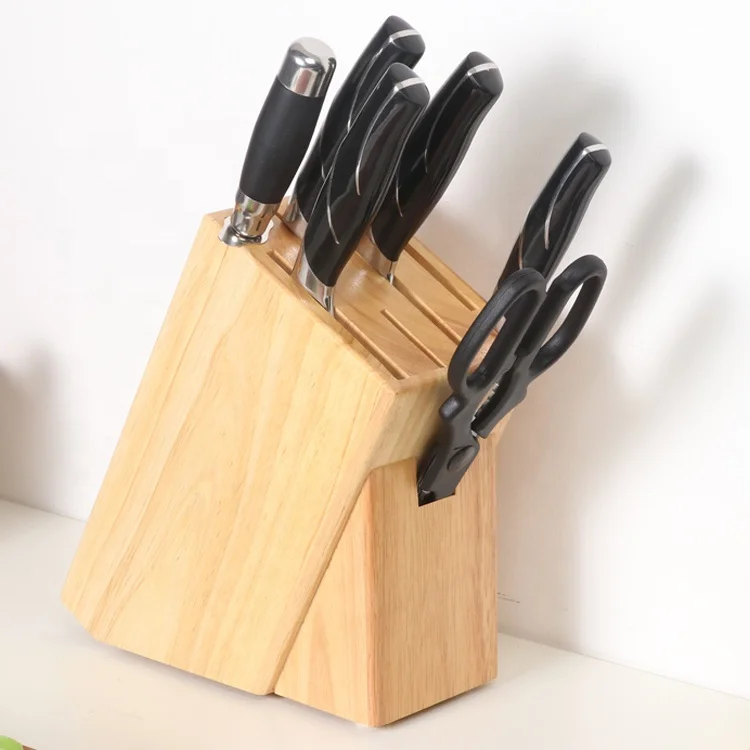 Large Wooden Universal Knife Holder Countertop Butcher Block Knife ...