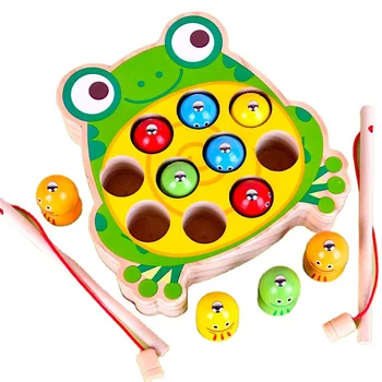 2024 Hot Popular Funny Sensory Wooden Toys for Babies Amazon Sell Anime Animals Fishing Early Learning Baby Toys DIY Wood Toys