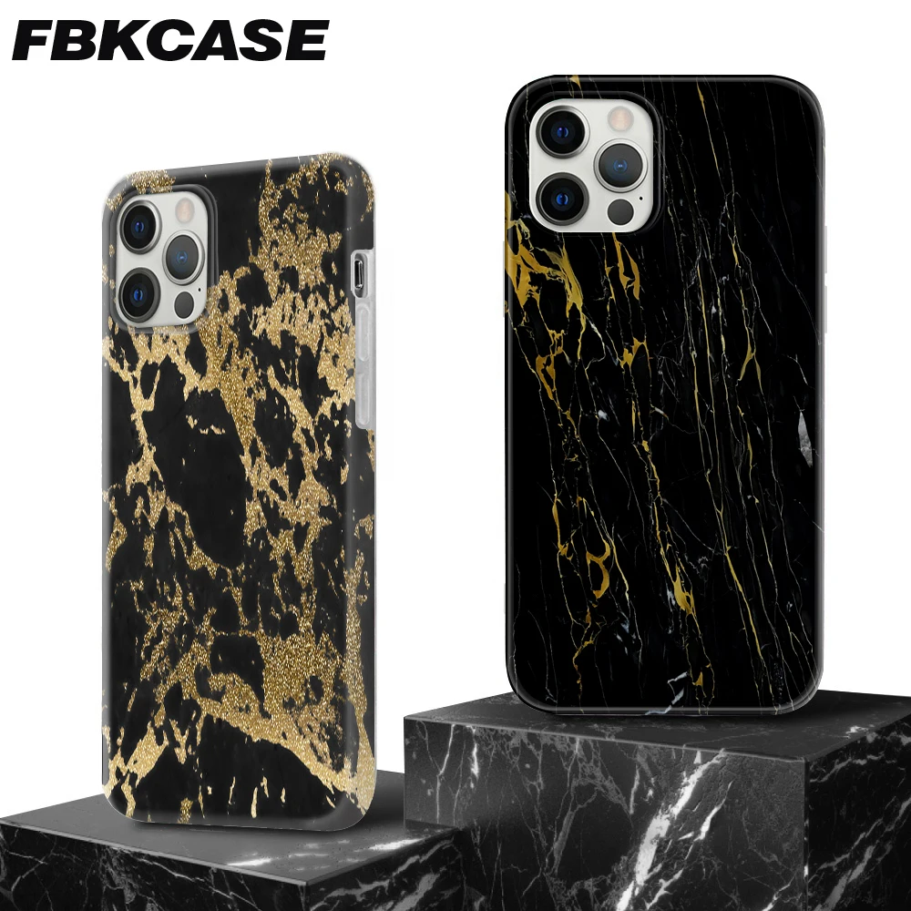Custom Design Luxury Bling Gold Foil Black Marble Phone Case for iPhone 17  16 15 14 13 12 11 Plus X XR XS Max Back Cover