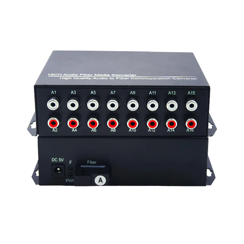 1-16 Channel RCA Audio to Fiber Converter Transmitter Receiver Kit over Single Mode Fiber up to 20km
