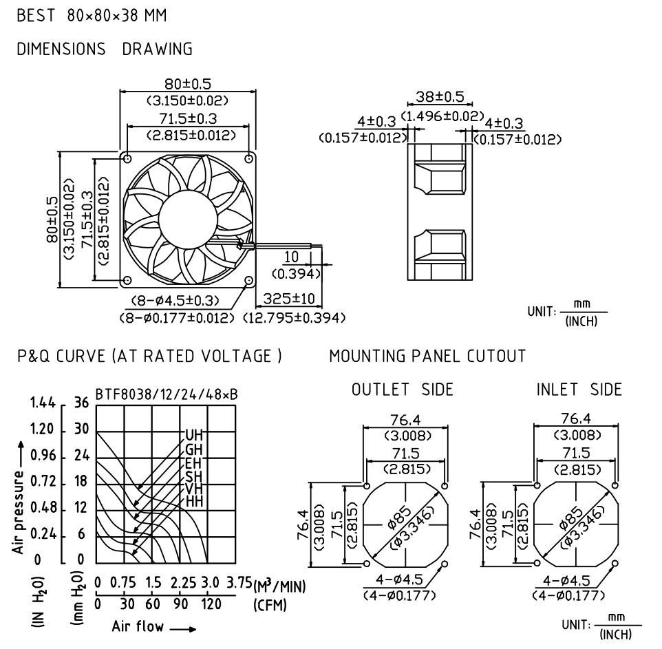Axial Flow Fan, 8038, 24V, Plastic, 12V - detail 16