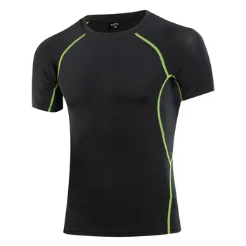 new Summer Casual fashion plain t-shirt men fit gym mens clothing short sleeve men's Fitness Black polyester t shirt