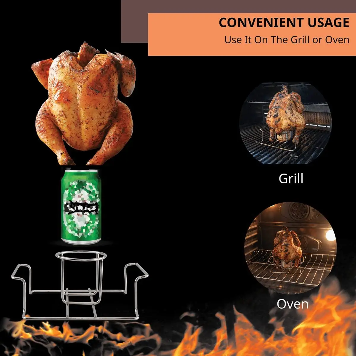 Stainless Steel Beer Can Chicken Holder For Grill And Beer Butt Chicken
