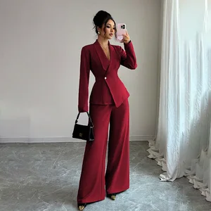 2026 Autumn Cross-border European American Women's Suit Elegant Fashion Long-sleeved Jacket Straight Pants Two-piece Set Velour