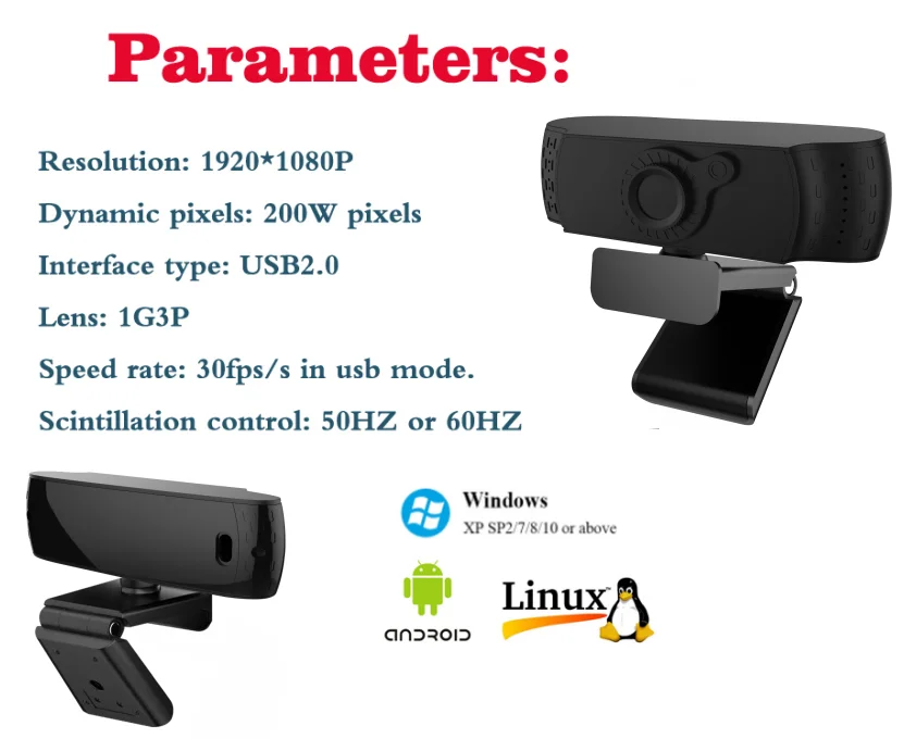 Rotatable UHD Web Cam 1080P Computer PC Web Camera 30FPS 1080P USB2.0 Webcam for Pc Computer Video Conference School