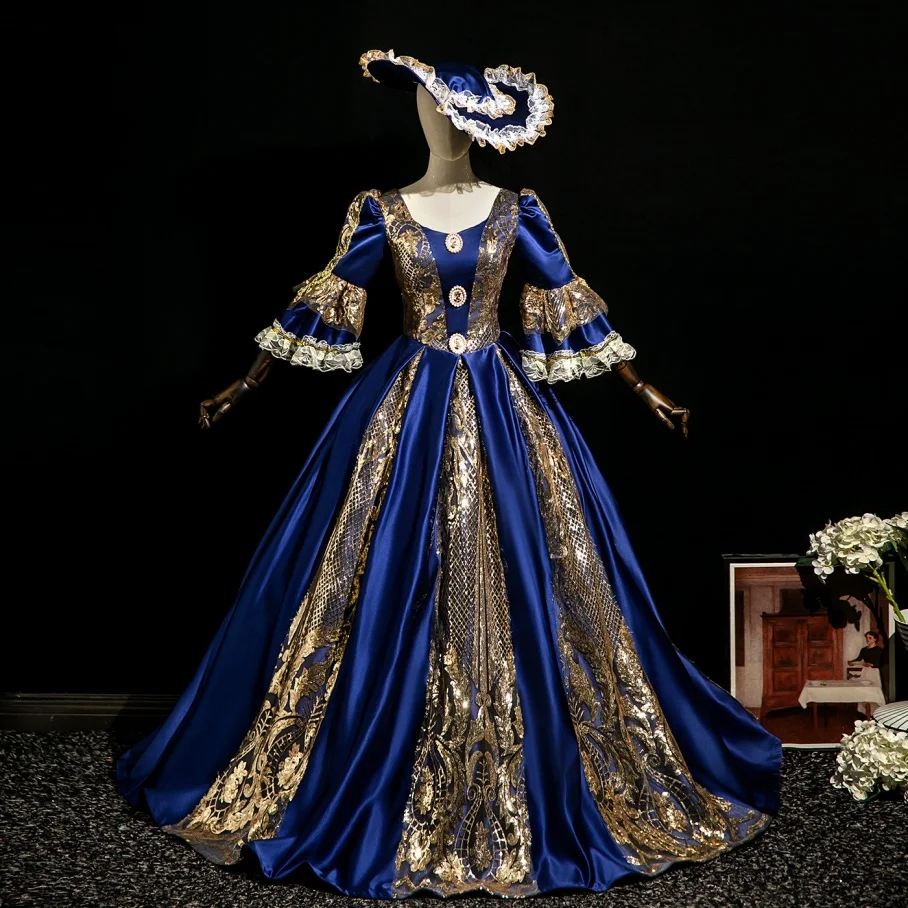 Photography French Court Dress Masquerade Ball Show New Year's Party Hosting Sequined Princess Performance Costumes Polyester