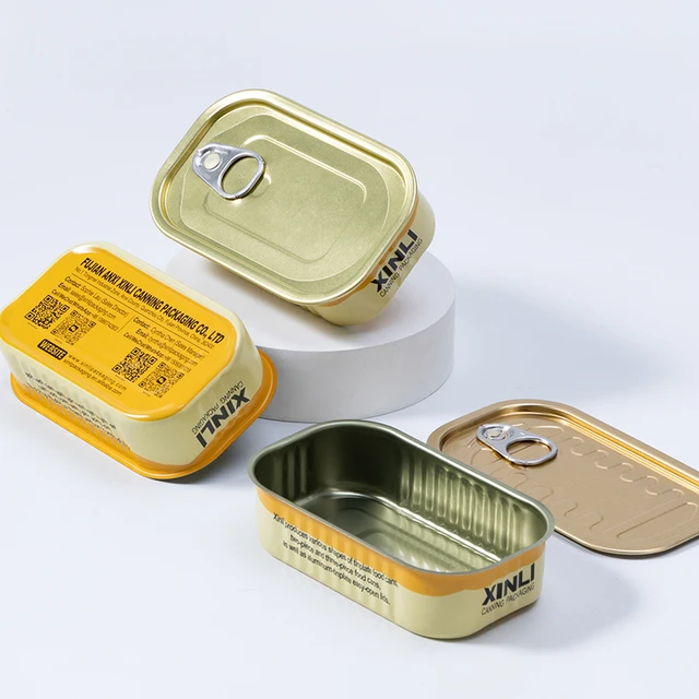 Cheap 125g Tinplate Empty Cute Sardine Tin Can Metal Box with Easy Open Lid with Custom Design Print