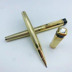High Quality Heavy Luxury Gold Metal Ball Pen with Custom Logo Business Gift Twist Metal Roller Pen with Square Cap &Diamond Top
