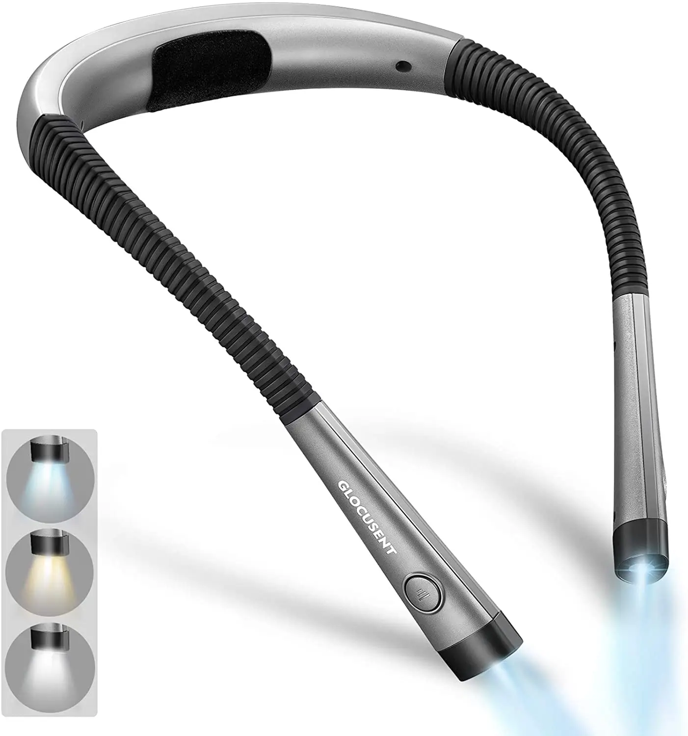 Glocusent Book Light Portable Type-C Rechargeable Long Battery Life Flexible Led Neck Reading Light Book Lamp