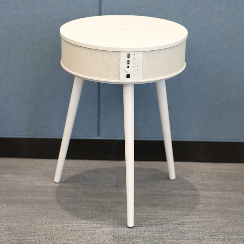 Smart Blue Tooth  Nordic Design Round Wood Tea Coffee Tables  Smart Bed Side Table Modern Speaker Table With Usb