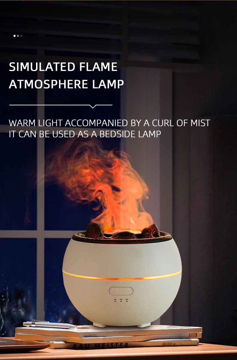 Flame Night Light Fire Lamp Humidifier Flame Diffuser Volcanic Air Humidifier Jellyfish Aroma Diffusers