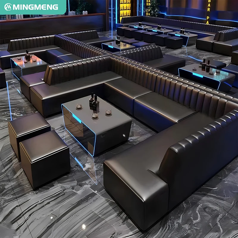 Custom Luxury Bar Furniture Set Club Sofas Genuine Leather