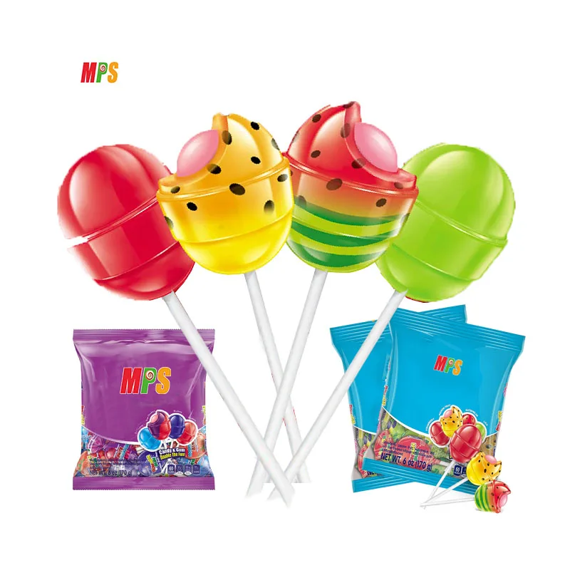Individually Wrapped Pops Sweet Strawberry with Chewy Bubble Gum Center