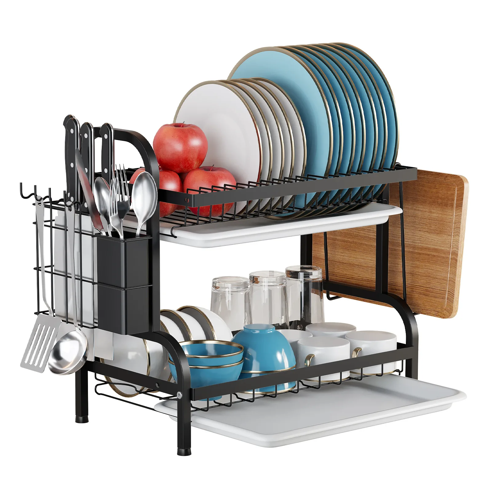 Multifunctional Kitchen Household Dish Drainage Storage Rack Shelf Bowl Cabinet