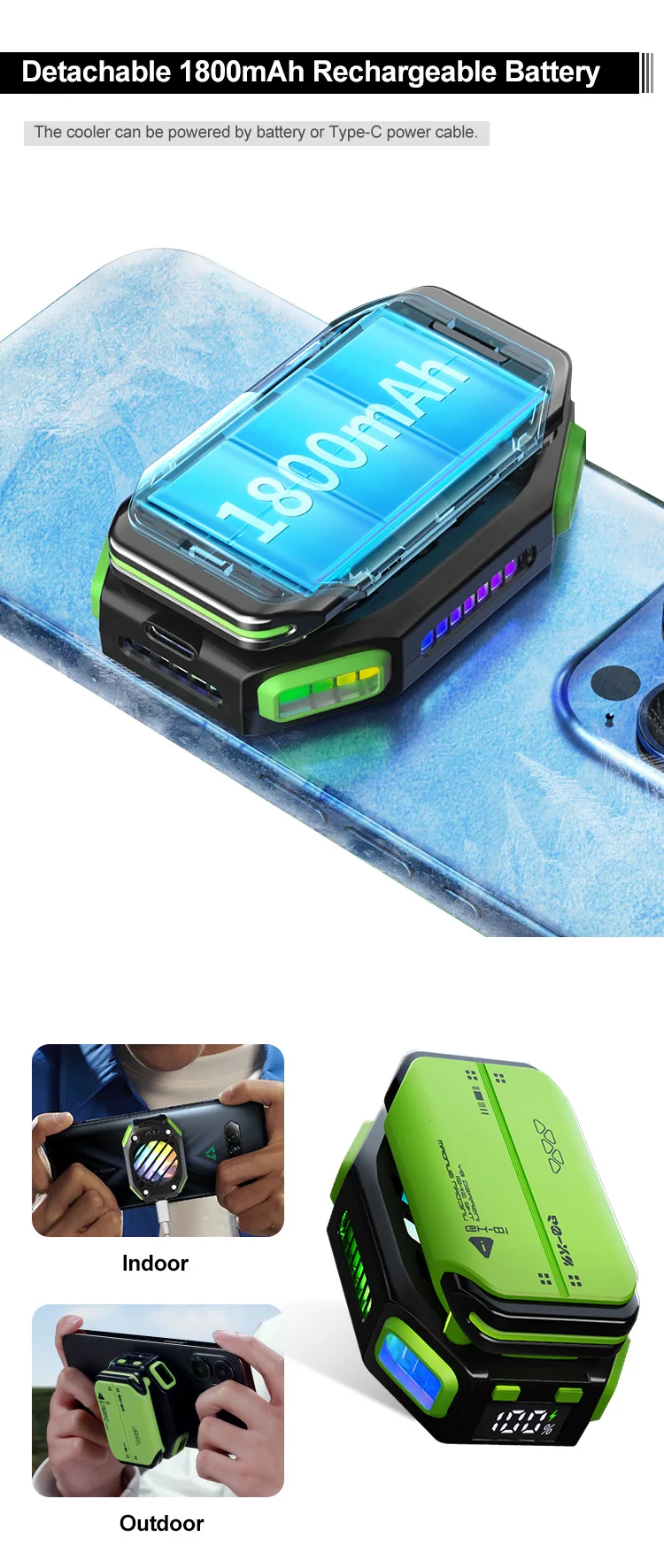 New Magnetic X111 Wireless Mobile Phone Cooling Game with 1800mAh Rechargeable Battery Mobile Phone Radiator