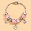 9#ycb465 pink beads heart pendant