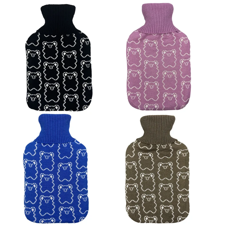 cheapest rubber hot water bottle super soft knit cover custom wholesale high capacity hot water bag 2l for pain relief