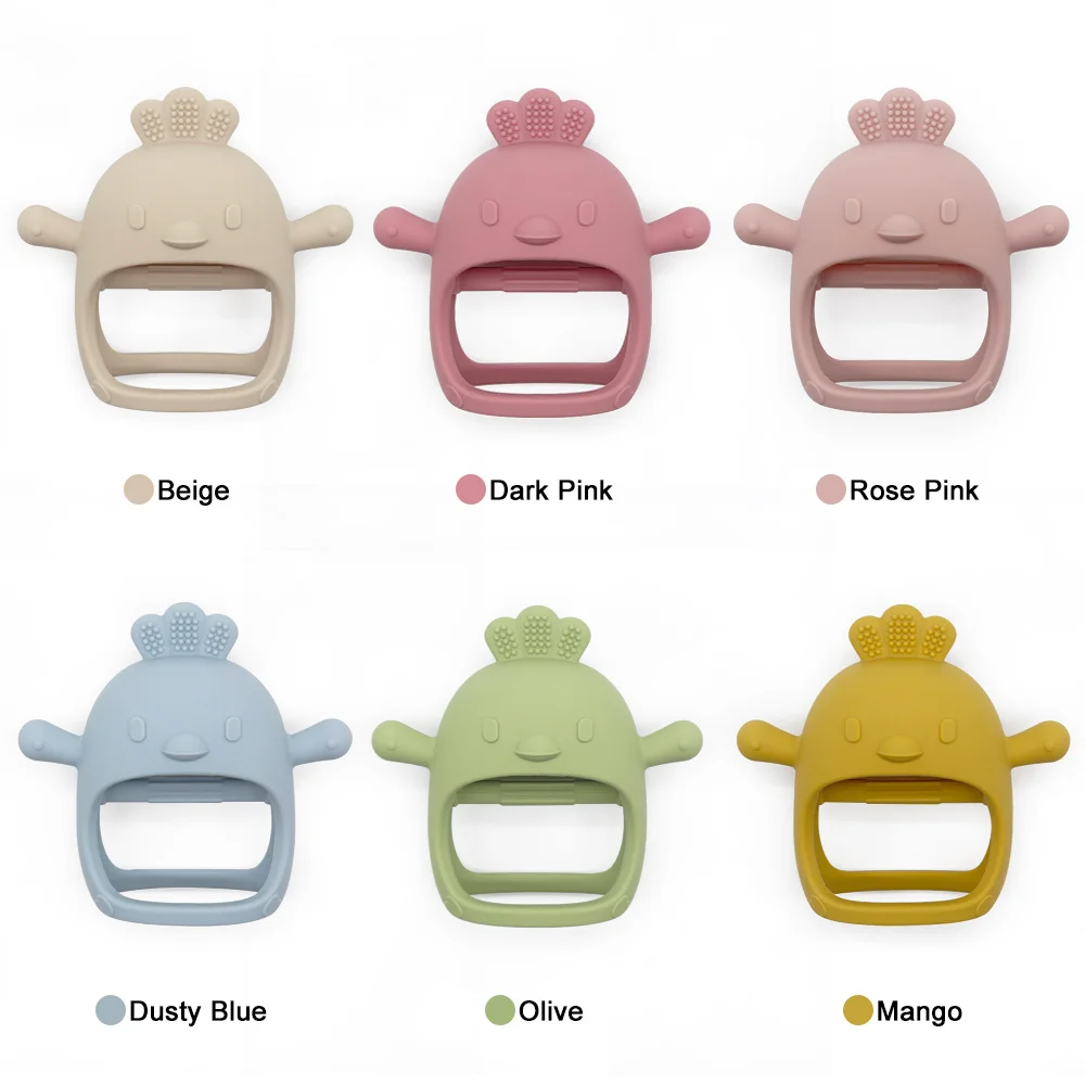Chick Shape Baby Teething Toys Never Drop Hand Wrist Teether Foodgrade Silicone Chew Teething
