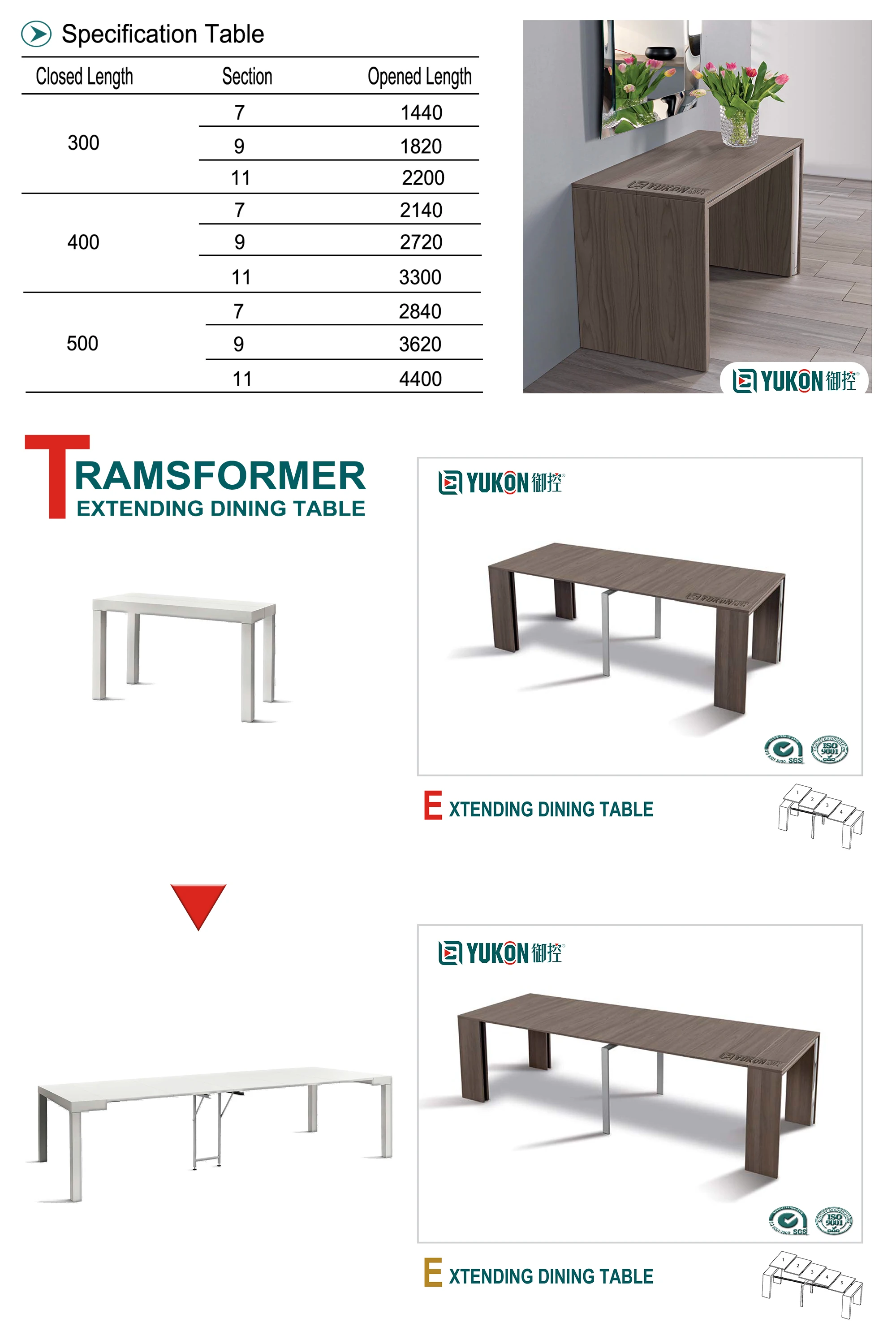 Aluminium Telescoping Dining Table Slide Extender Mechanism ...
