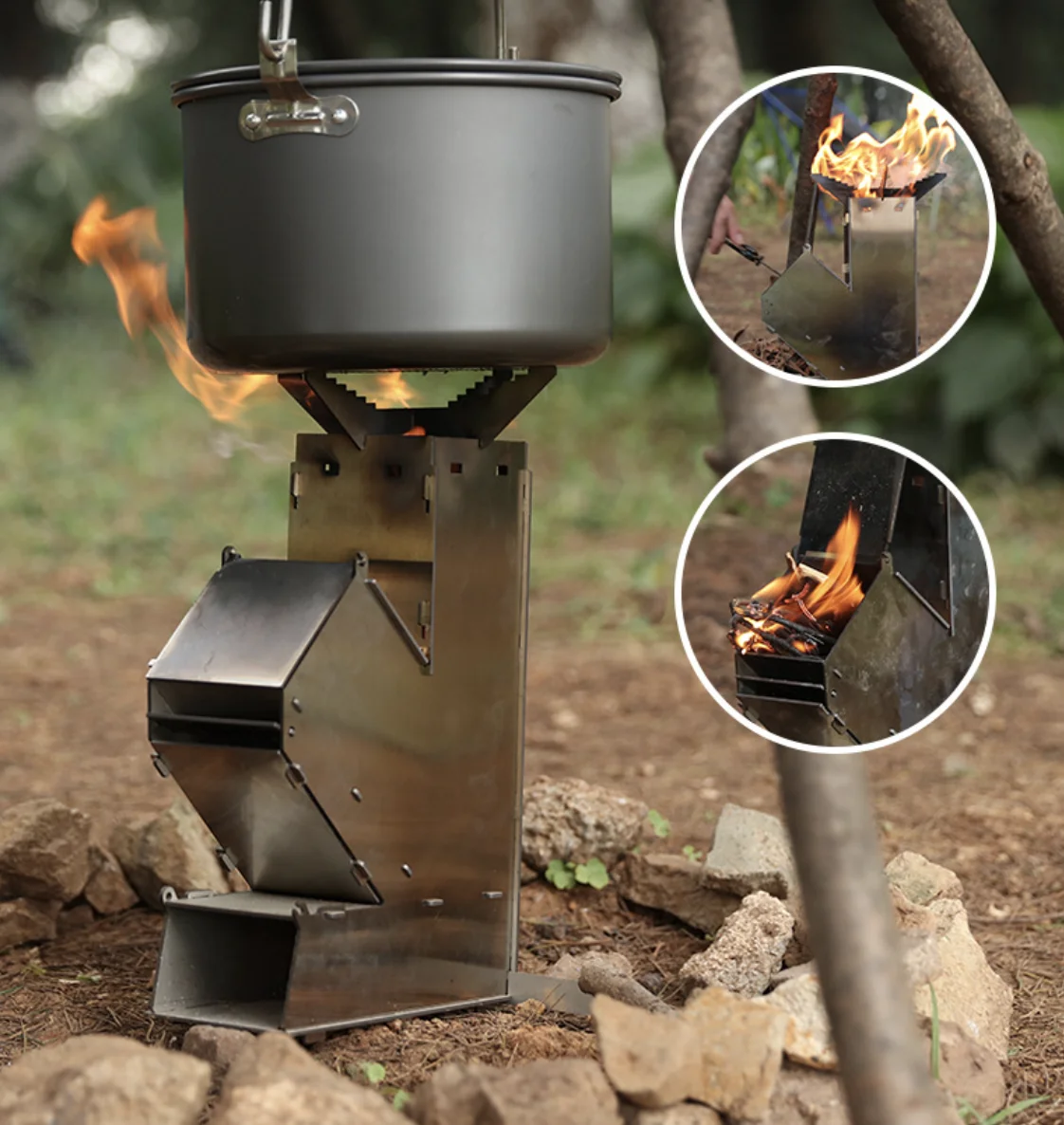 Detachable Toe Rockets SOLO WILD Thickened Stainless Steel Detachable Portable Rocket Stove ...