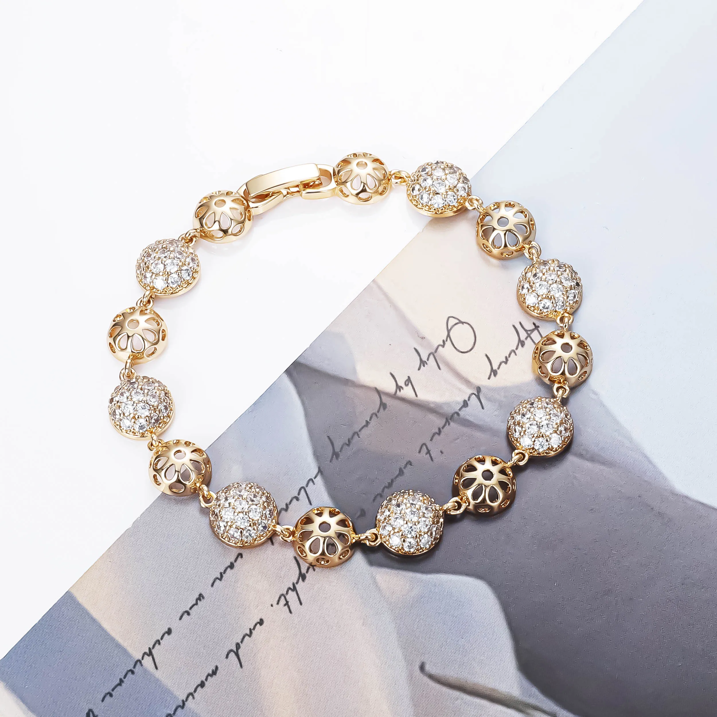 CM Fashion Jewelry Wholesale 18k Gold Plated Bracelet Luxury Handmade Mirco  Pave Multi Cubic Zirconia Ocean Tennis Bracelets