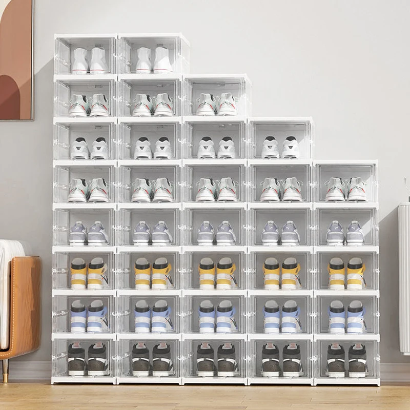 Wholesale Colorful Large Capacity 12 Pack Plastic Shoe Boxes Pp