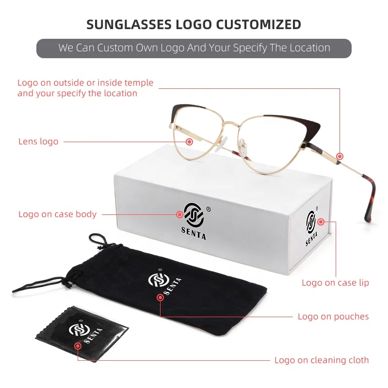 2024 Square Custom Logo Eyeglasses Frames Metal Eye Glasses Spectacle Frames Women Optical Frames Eyeglasses for Men