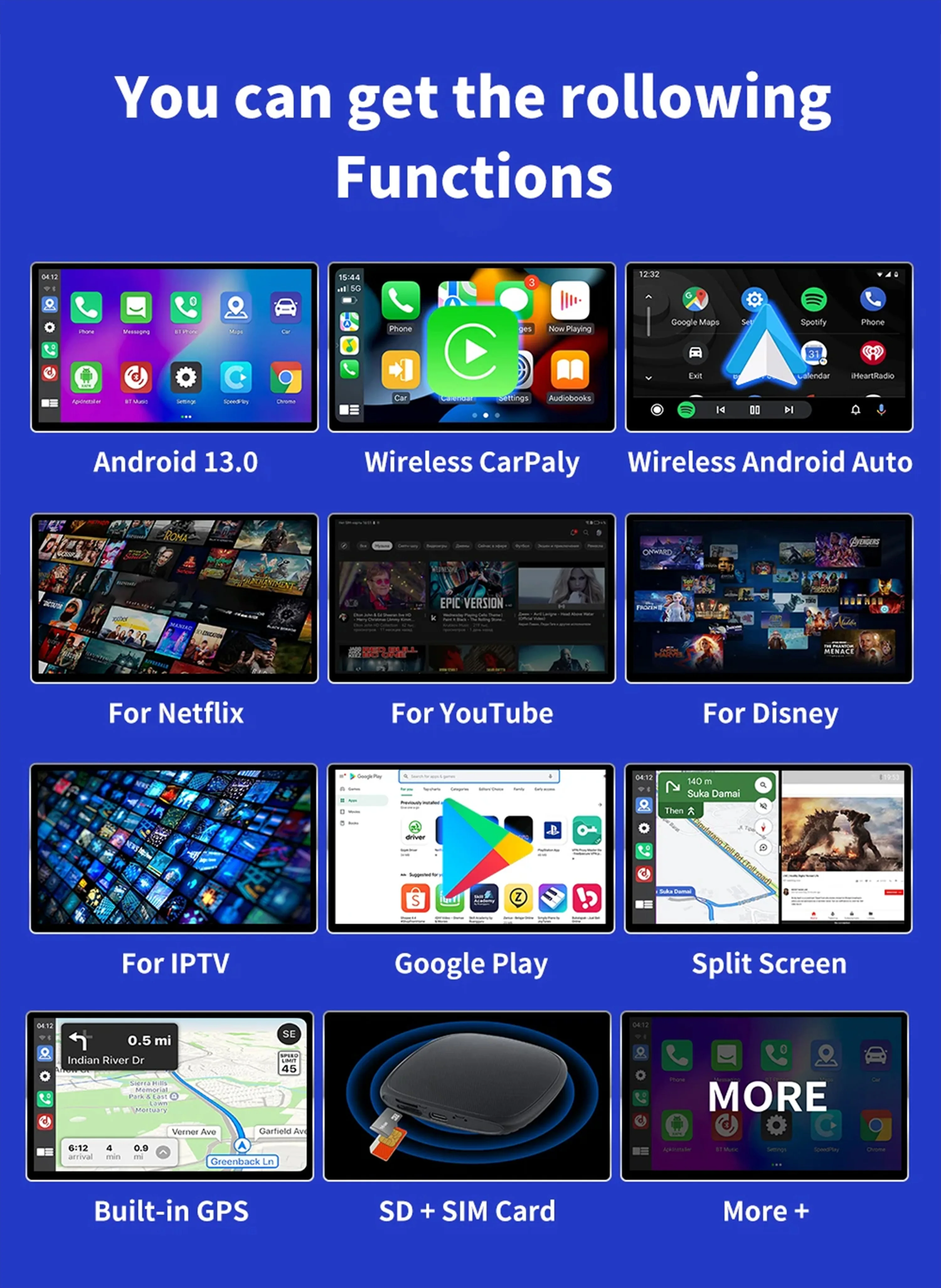 Caraibox 2023 android13 carplay ai box streaming box 8gb 128gb built in