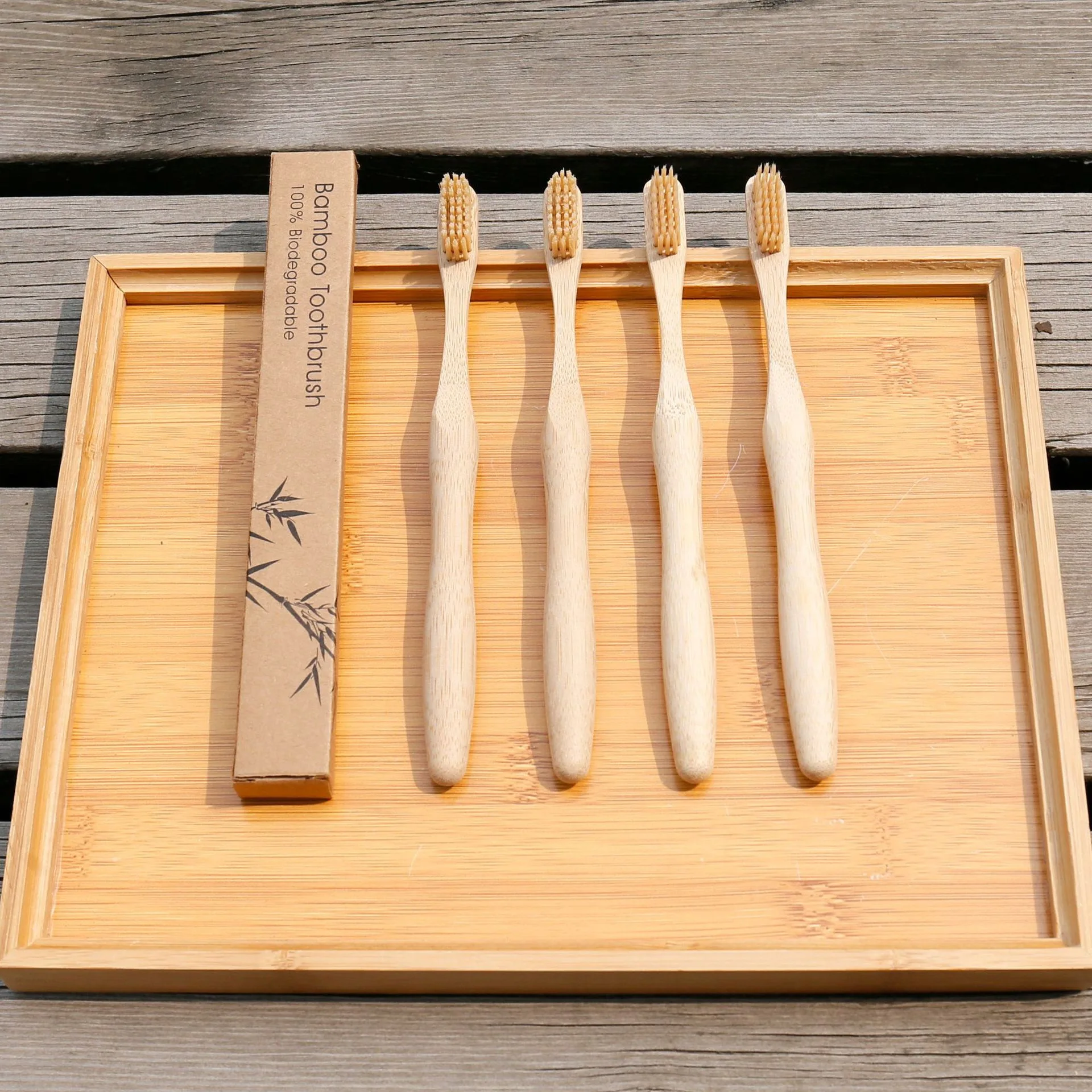 成人,儿童年龄组和硬,中等,软毛型竹牙刷