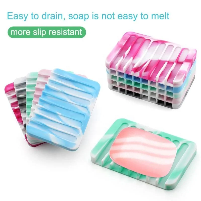 3 Pack Soap Dish for Shower, Silicone Rubber Soap Holder Stand Saver Tray  Case for Bathroom Kitchen Counter Top, Self Draining Keep Soap Bars Dry and