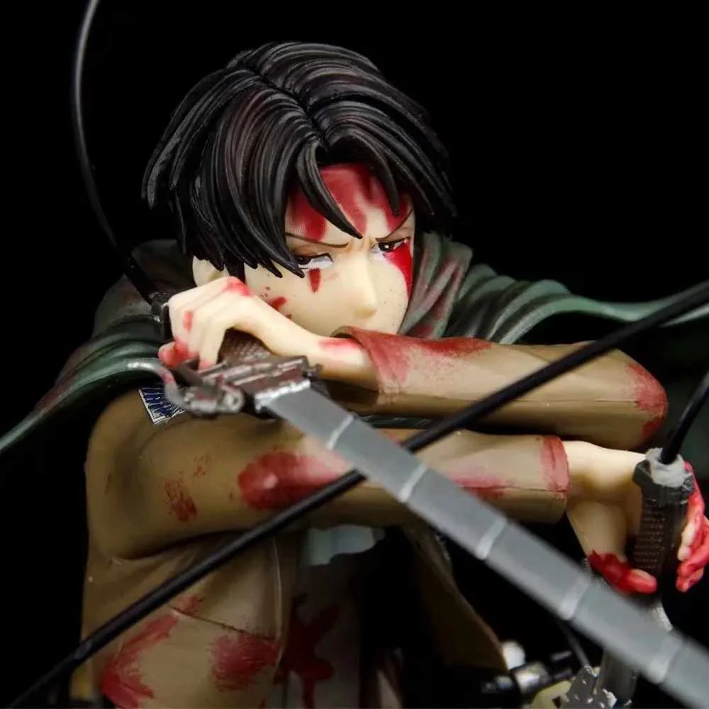 18cm Gk Anime Attack On Titan Damaged Cpatain Levi Ackerman Pvc Action ...