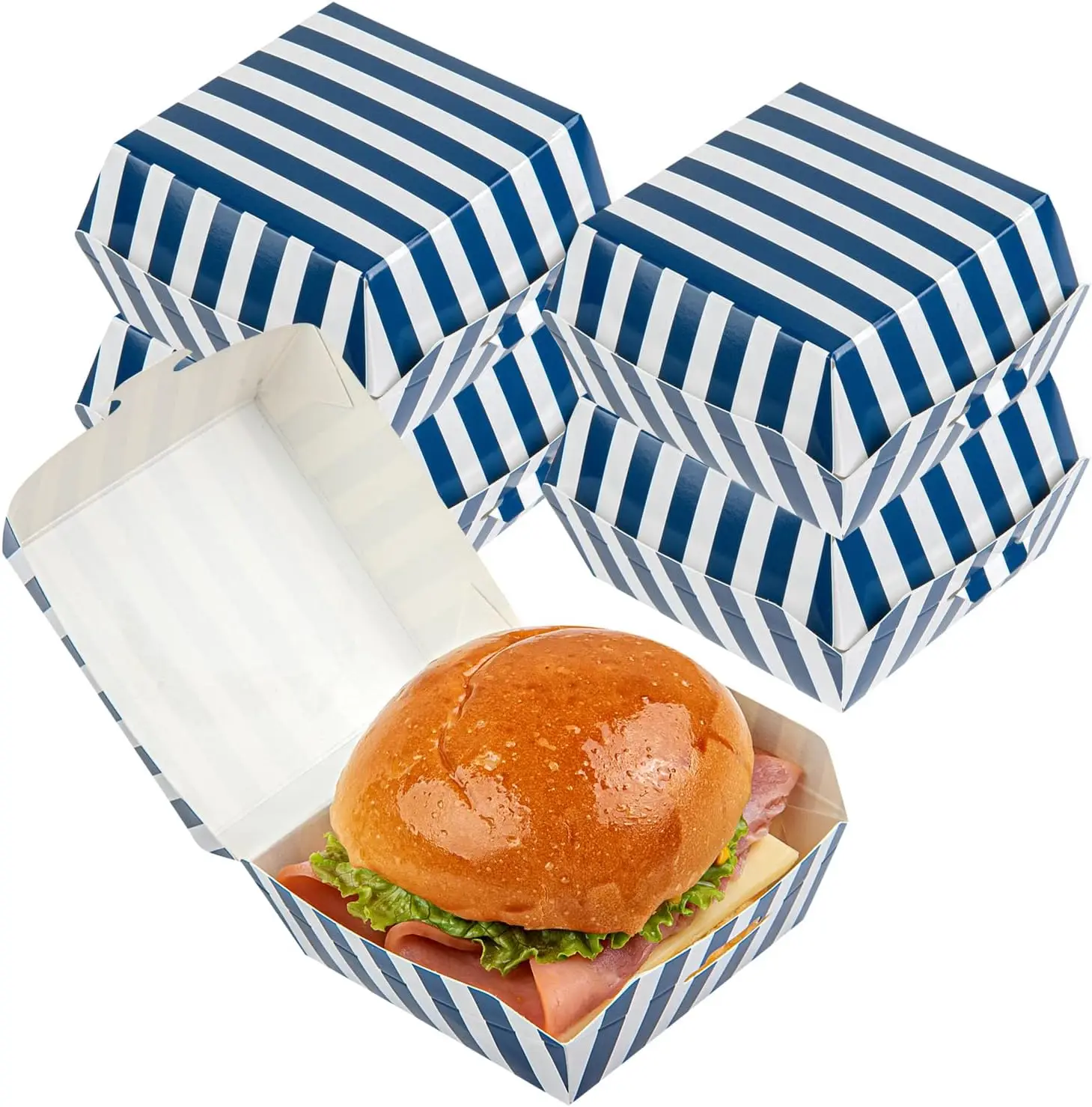 Custom Fast Hamburger Takeaway Food Packaging Pillow Shawarma Clamshell Paper Burger Box Packaging