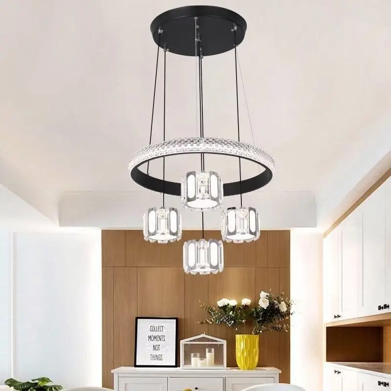 Bright simple bedroom living room LED pendant light beautiful gold exquisite crystal Arabic style dinning room led chandelier